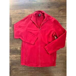 Eileen Fisher Red Cotton Full Zip Jacket Women's Small‎ athletica preppy
